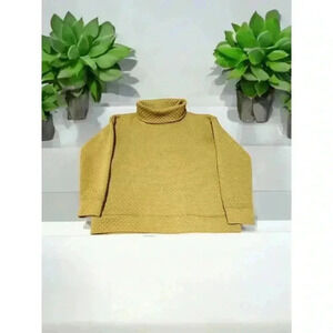 Jones New York Green Quilted Turtleneck Sweater Women's Size Medium W/ Pockets